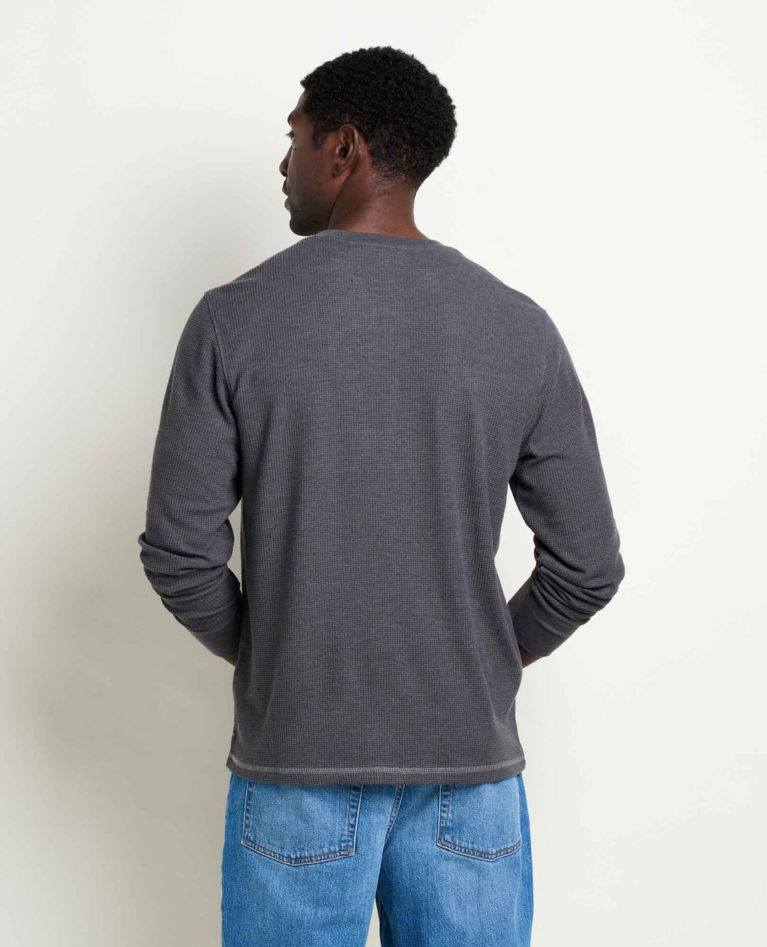 Glamcroft Knit Top Long Sleeve Henley in Soot