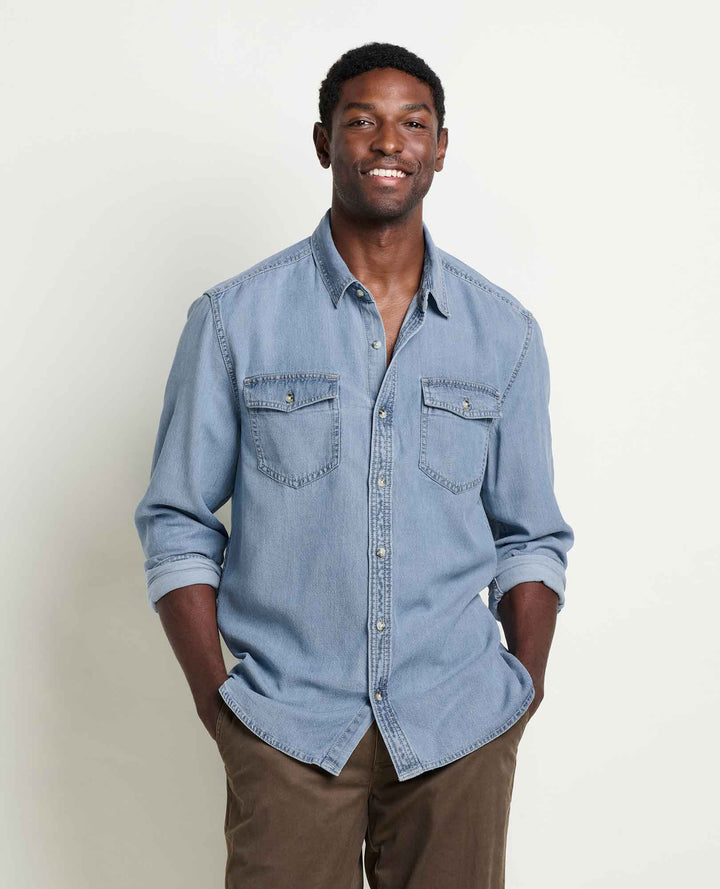 Glamcroft Woven Shirt in Bar Harbor – Soft Denim, Lightweight, Sizes S-XXL