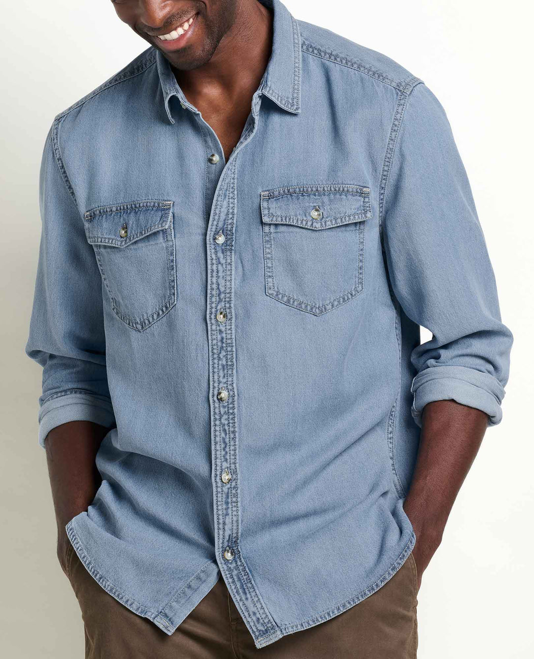 Glamcroft Woven Shirt in Bar Harbor – Soft Denim, Lightweight, Sizes S-XXL