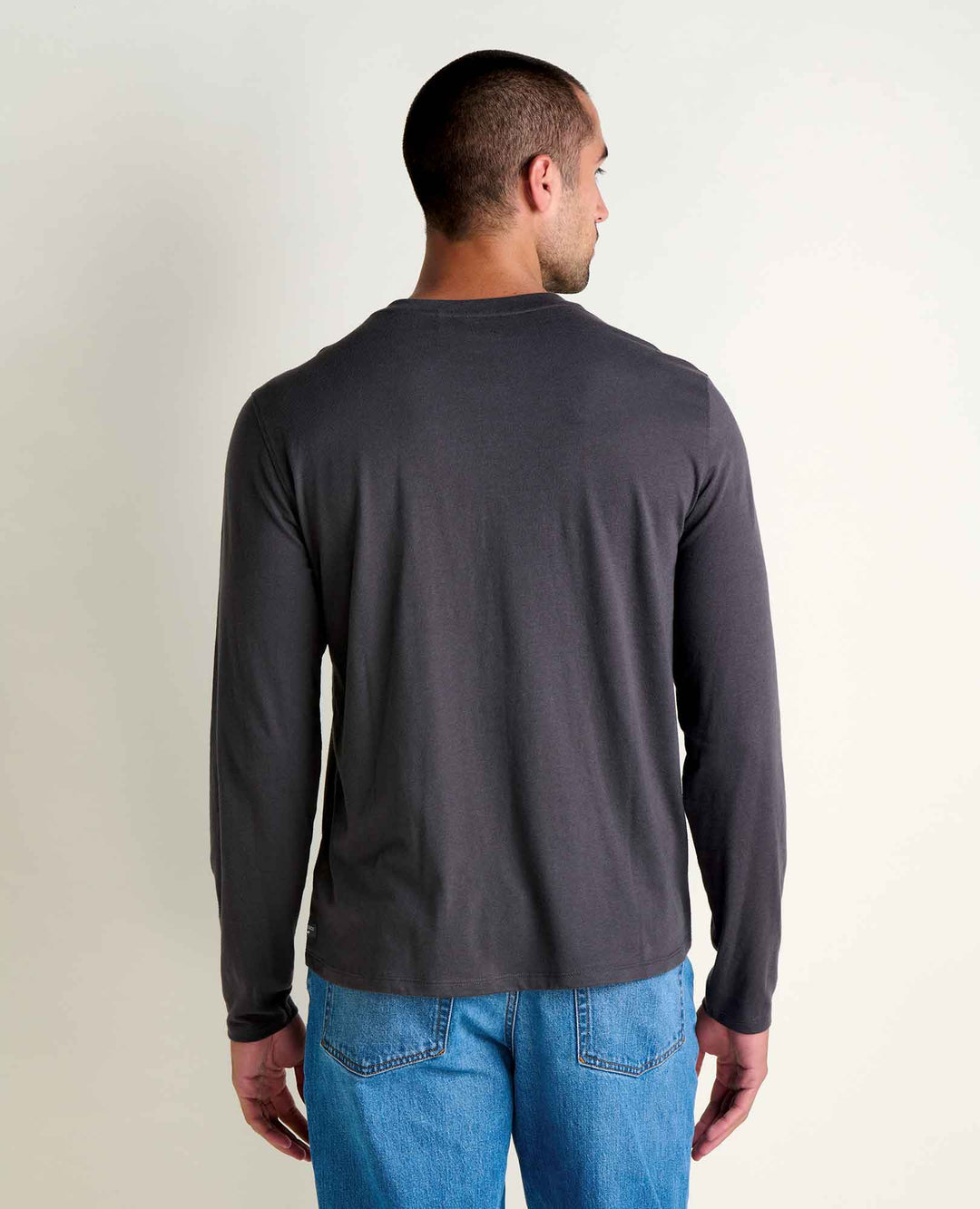 Glamcroft Knit Top Long Sleeve Henley Tee in Soot