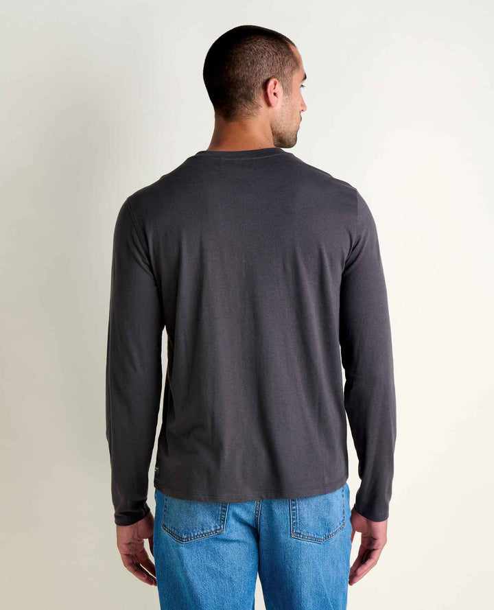 Glamcroft Knit Top Long Sleeve Henley Tee in Soot