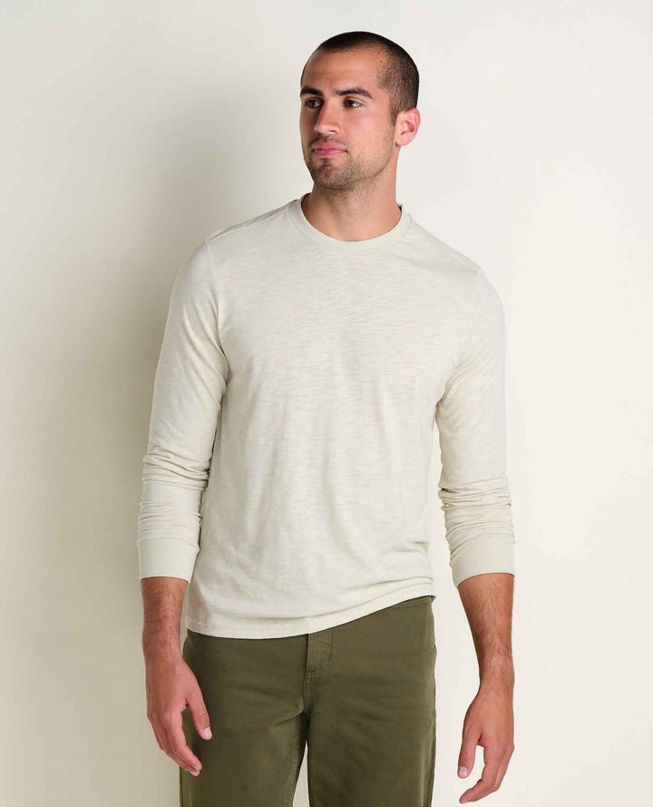 Glamcroft Knit Top Long Sleeve Crew in Pelican, Sizes S-XXL