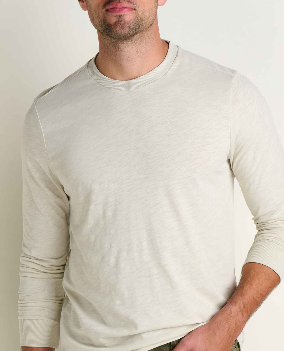 Glamcroft Knit Top Long Sleeve Crew in Pelican, Sizes S-XXL