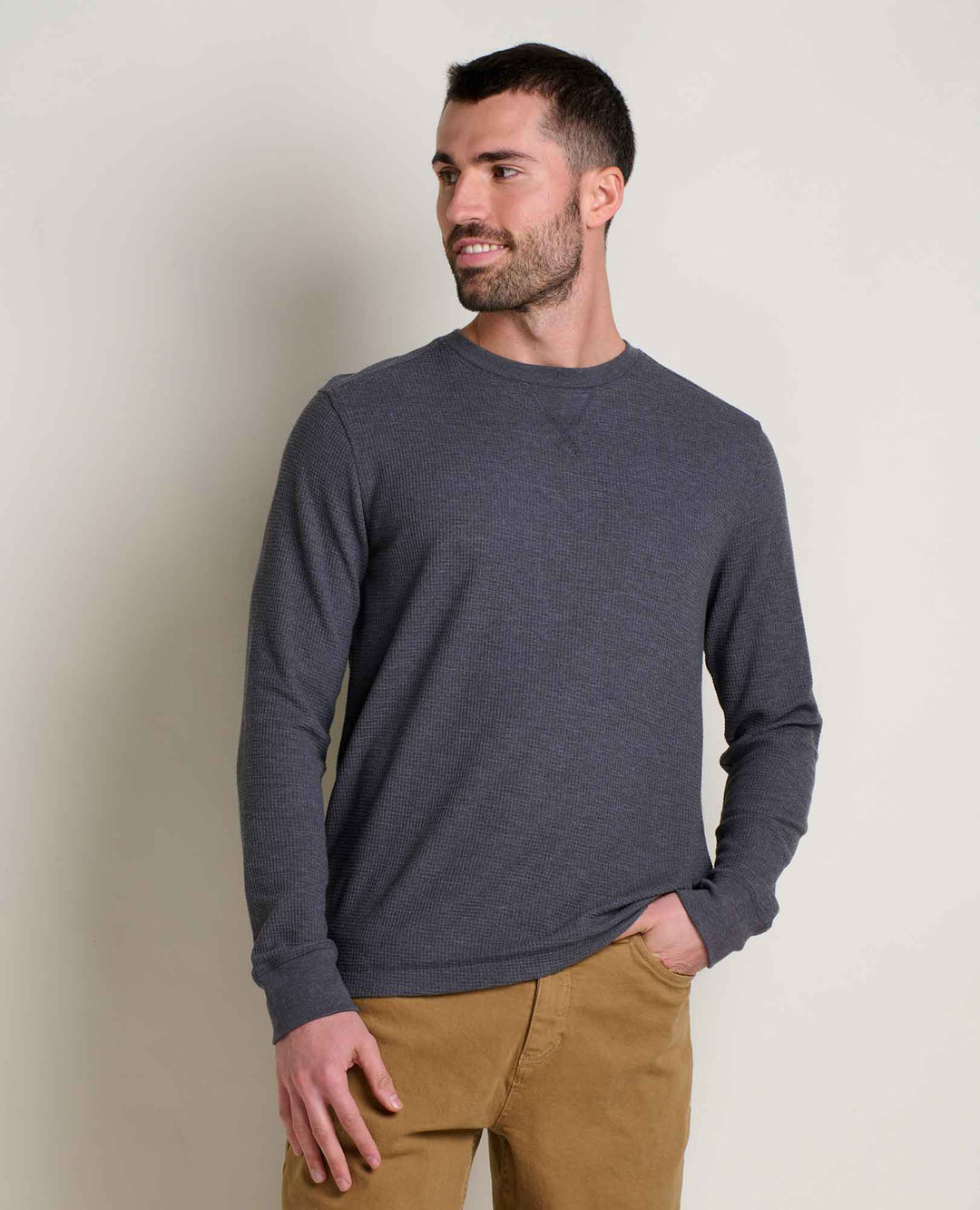 Glamcroft Knit Top Long Sleeve Crew Soot Color Sizes S-XXL