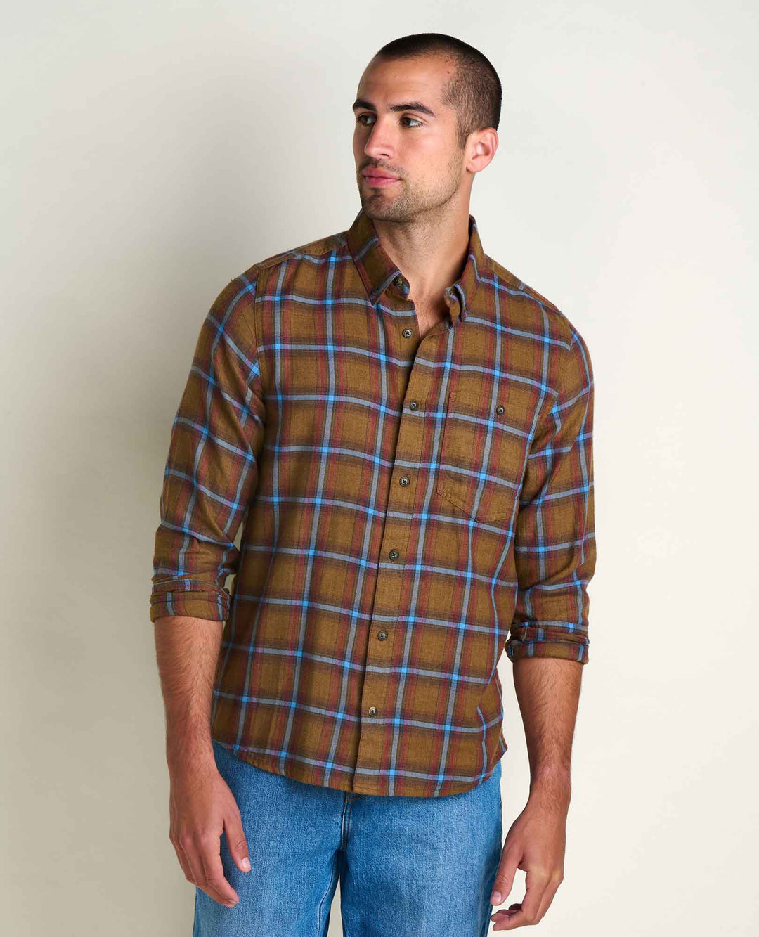 Glamcroft Woven Shirt Honey Brown Pattern Sizes S-XXL