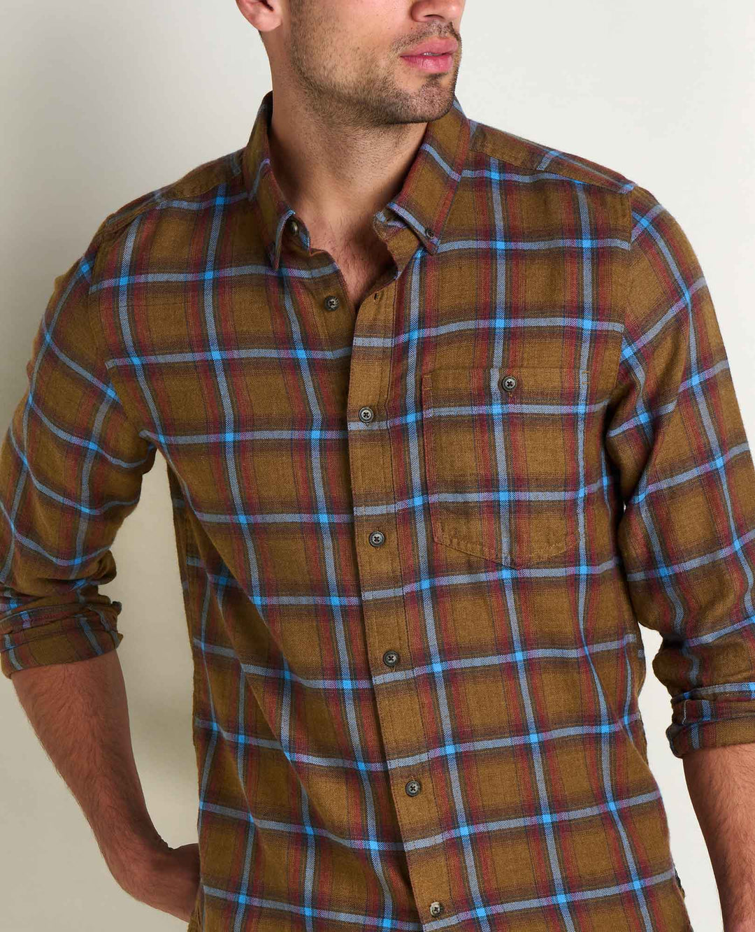 Glamcroft Woven Shirt Honey Brown Pattern Sizes S-XXL