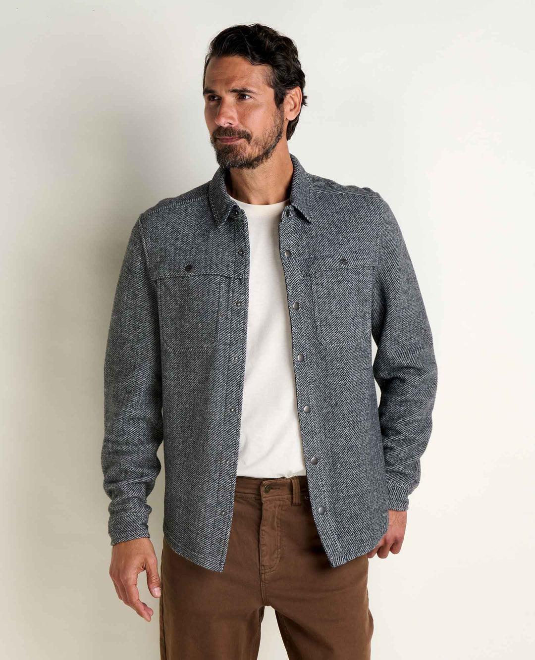 Glamcroft Layer Heather Grey Twill Shirt Jacket, Sizes S-XXL