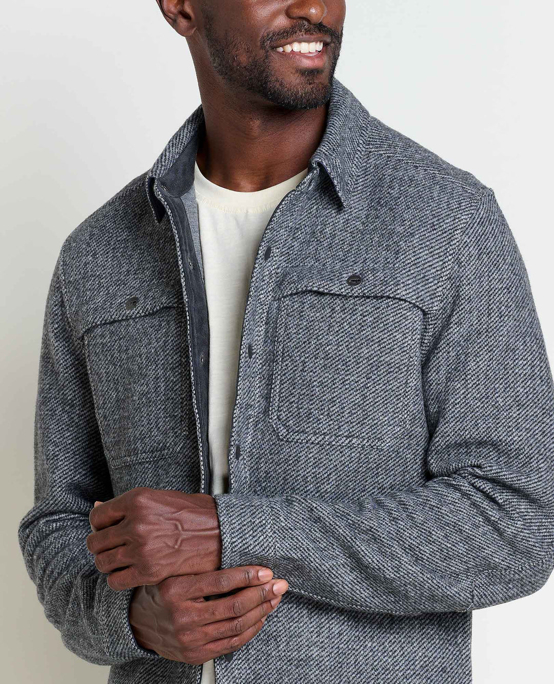 Glamcroft Layer Heather Grey Twill Shirt Jacket, Sizes S-XXL