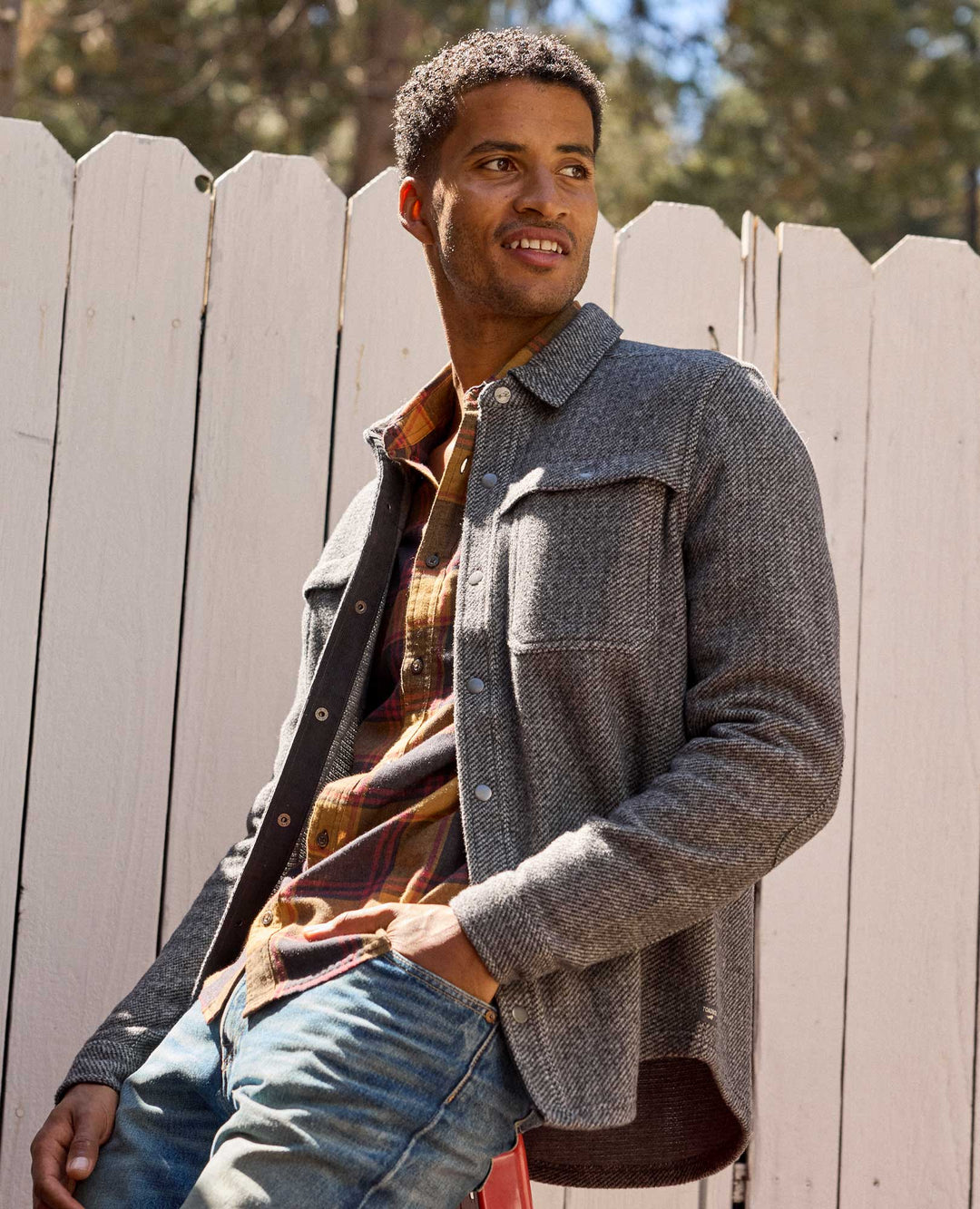 Glamcroft Layer Heather Grey Twill Shirt Jacket, Sizes S-XXL