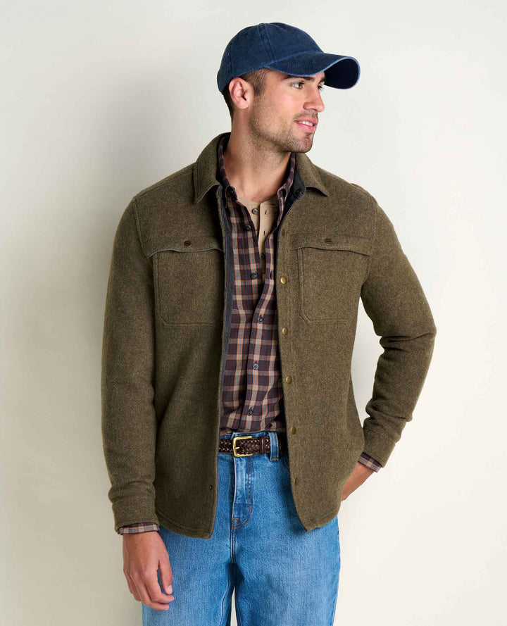 Glamcroft Layer Non-Mulesed Wool Shirt Jacket in Jeep