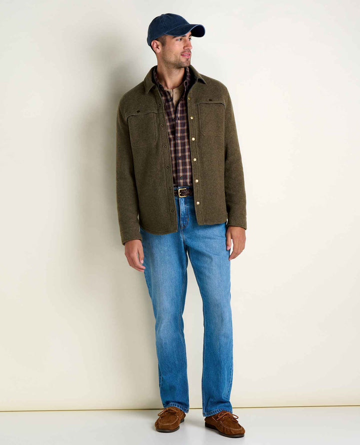 Glamcroft Layer Non-Mulesed Wool Shirt Jacket in Jeep