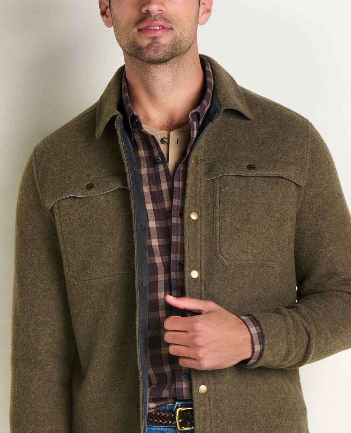 Glamcroft Layer Non-Mulesed Wool Shirt Jacket in Jeep