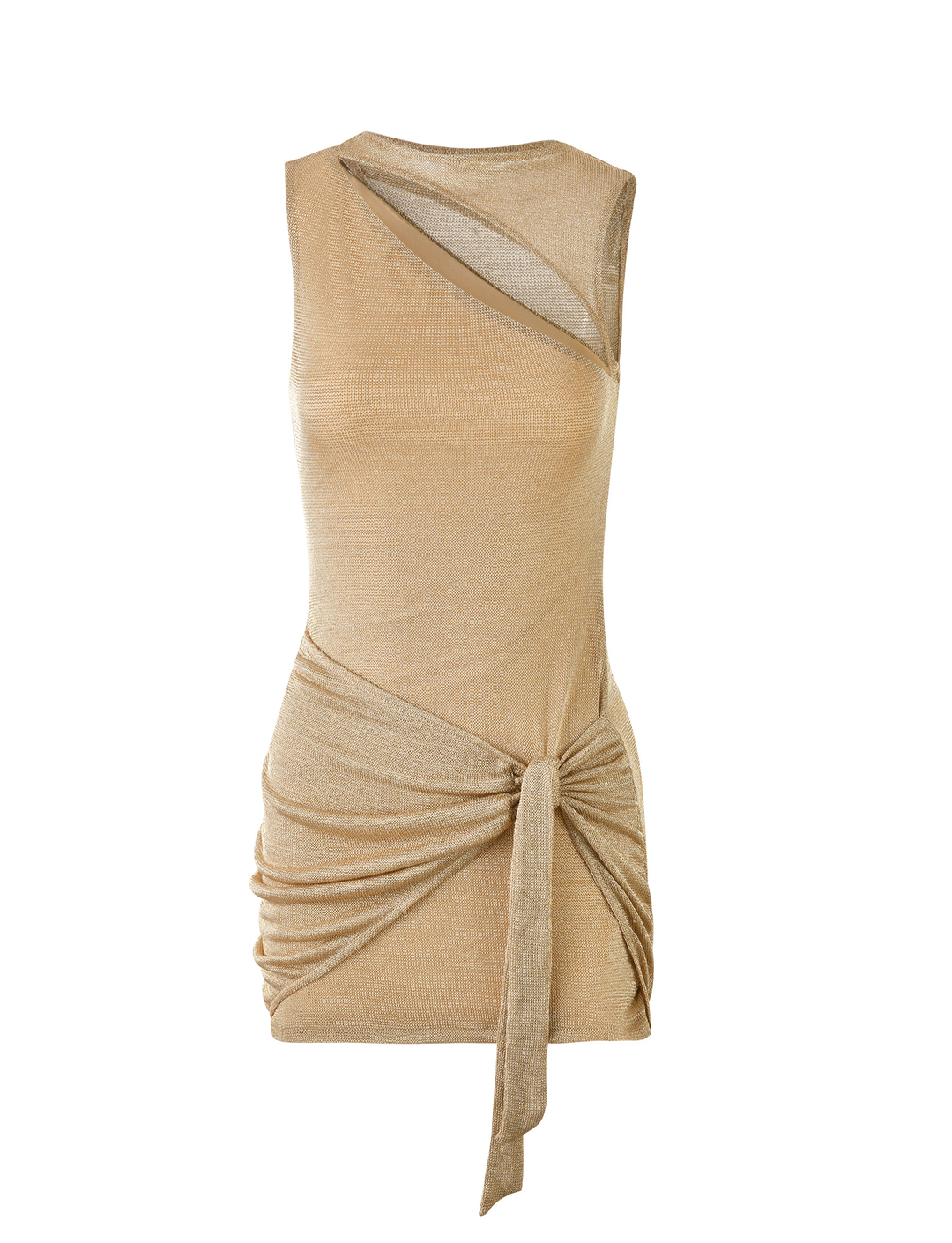 Glamcroft Mini Dress Gold Metallic Knit Racer Back
