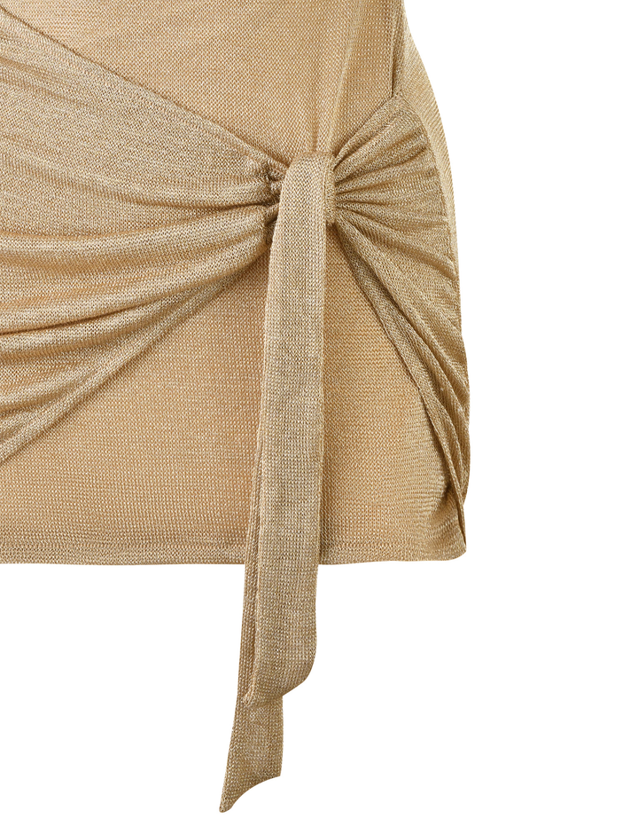 Glamcroft Mini Dress Gold Metallic Knit Racer Back