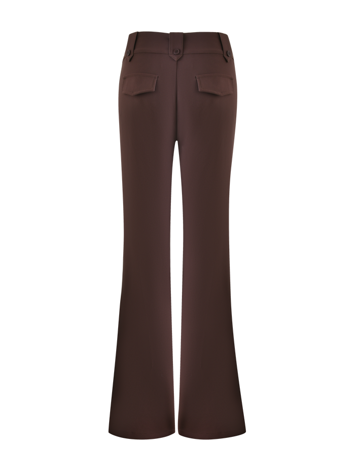Glamcroft Pants Brown Flare Fit with Asymmetrical Waistband
