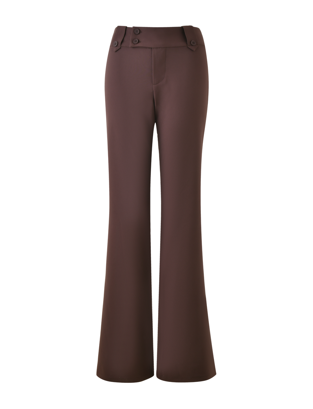 Glamcroft Pants Brown Flare Fit with Asymmetrical Waistband