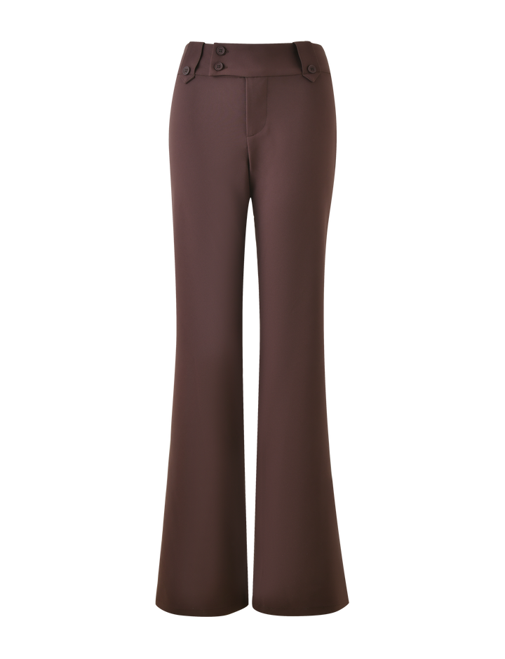 Glamcroft Pants Brown Flare Fit with Asymmetrical Waistband