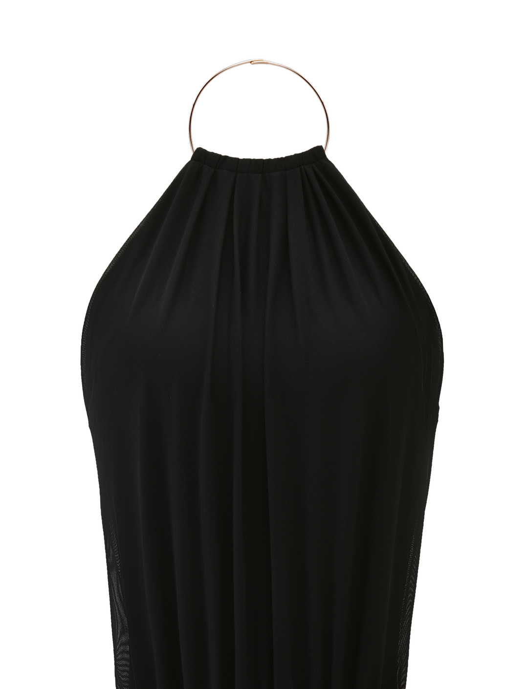 Glamcroft Mini Dress with High Neck and Open Back in Black