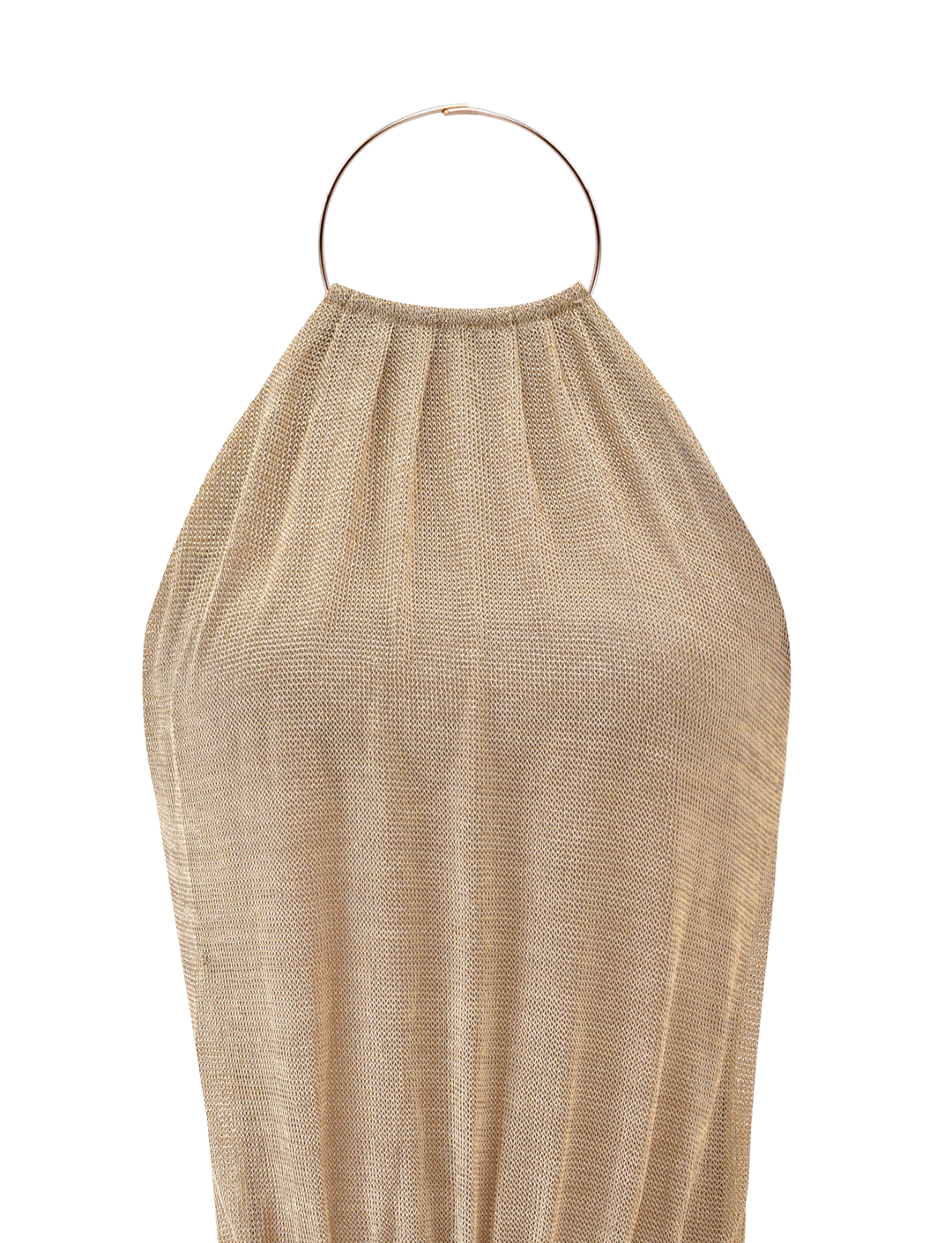 Glamcroft Mini Dress Gold High Neck Open Back Adjustable Fit