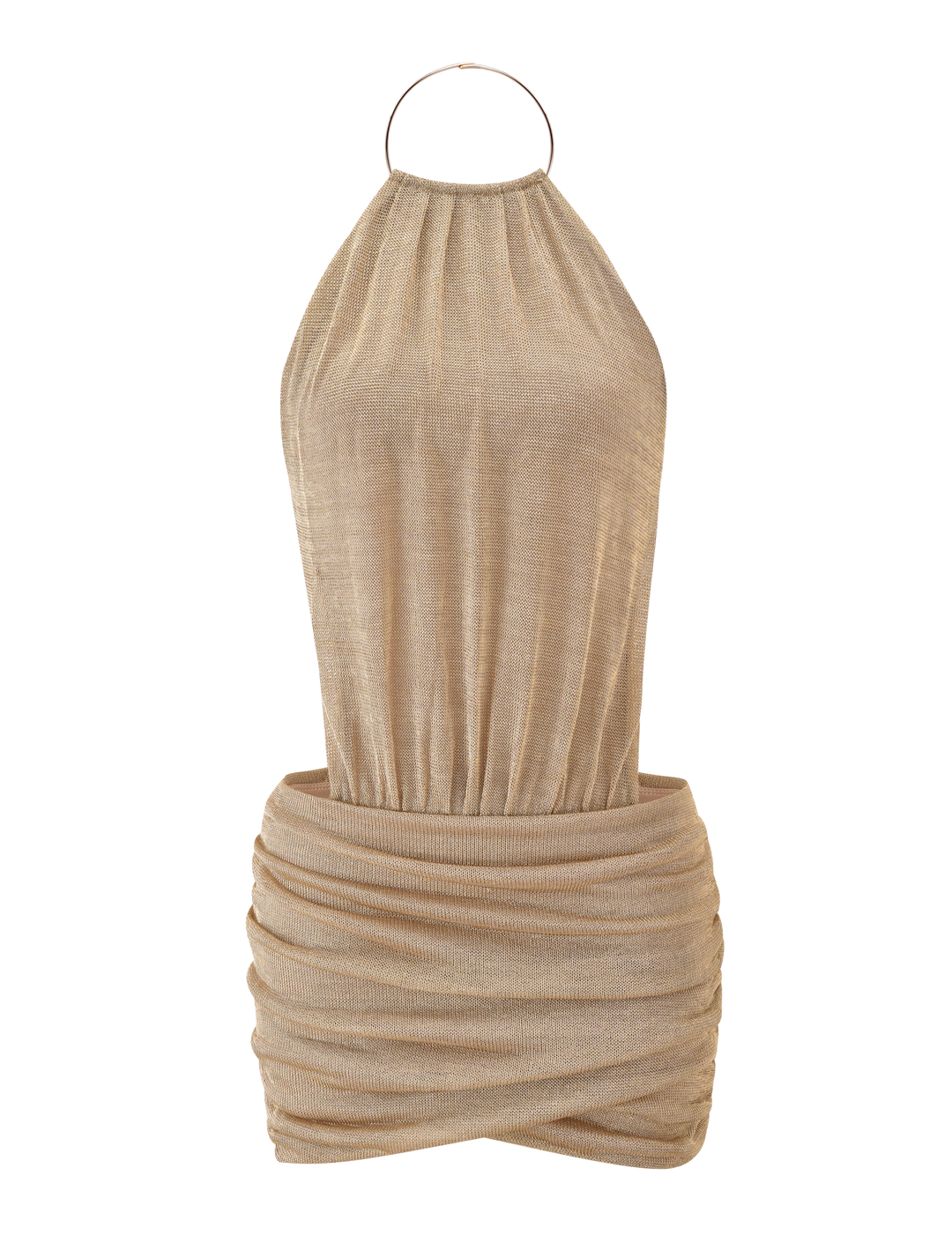 Glamcroft Mini Dress Gold High Neck Open Back Adjustable Fit