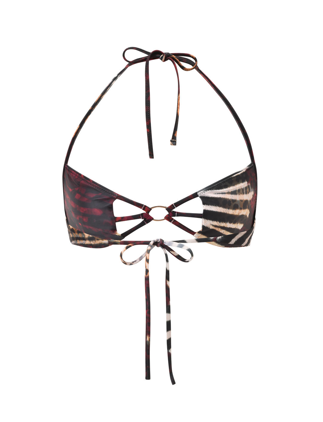 Glamcroft Swimwear Mixed Animal Print Bikini Top