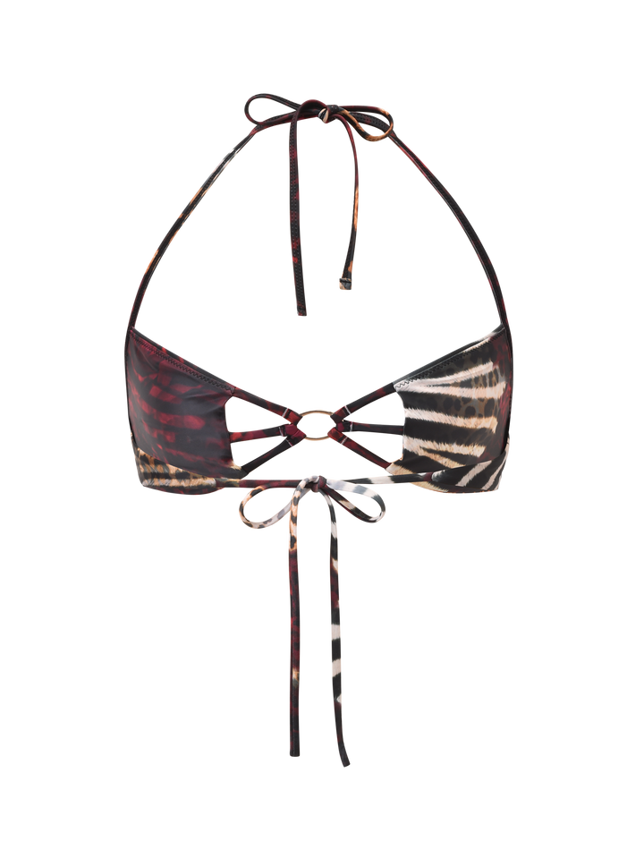 Glamcroft Swimwear Mixed Animal Print Bikini Top