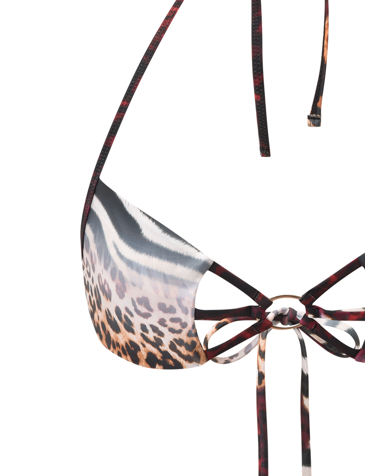 Glamcroft Swimwear Mixed Animal Print Bikini Top