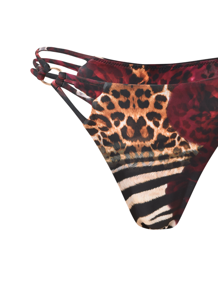 Glamcroft Bikini Bottoms Mixed Animal Floral Print Cheeky Cut
