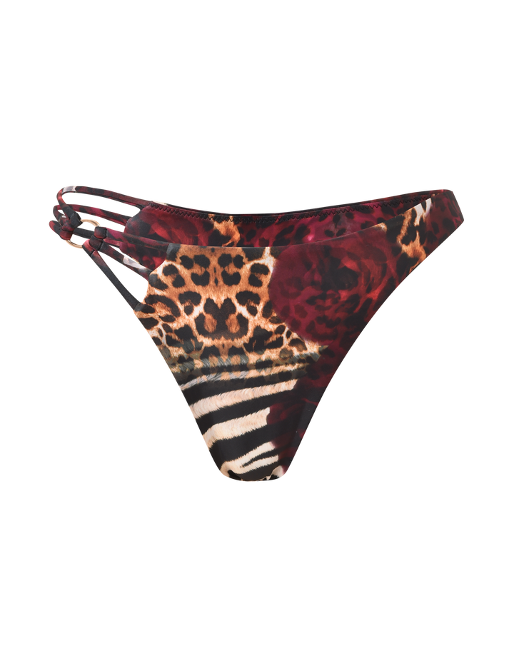 Glamcroft Bikini Bottoms Mixed Animal Floral Print Cheeky Cut