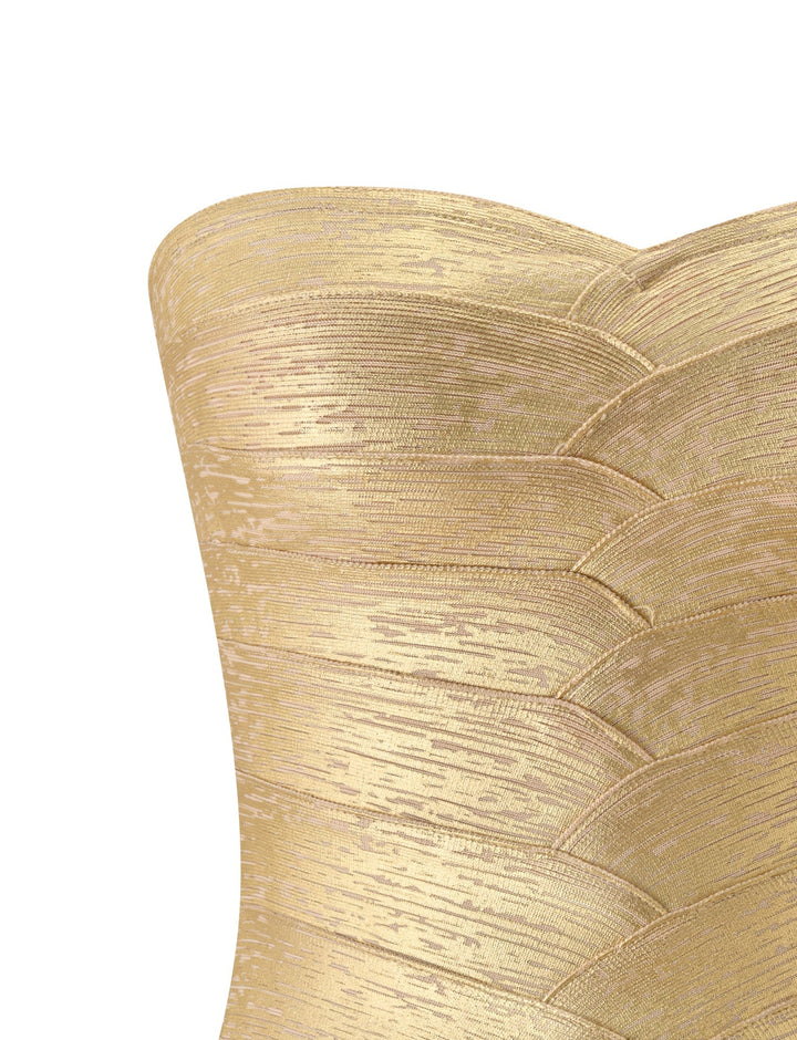 Glamcroft Strapless Gold Bandage Corset Top with Sweetheart Neckline
