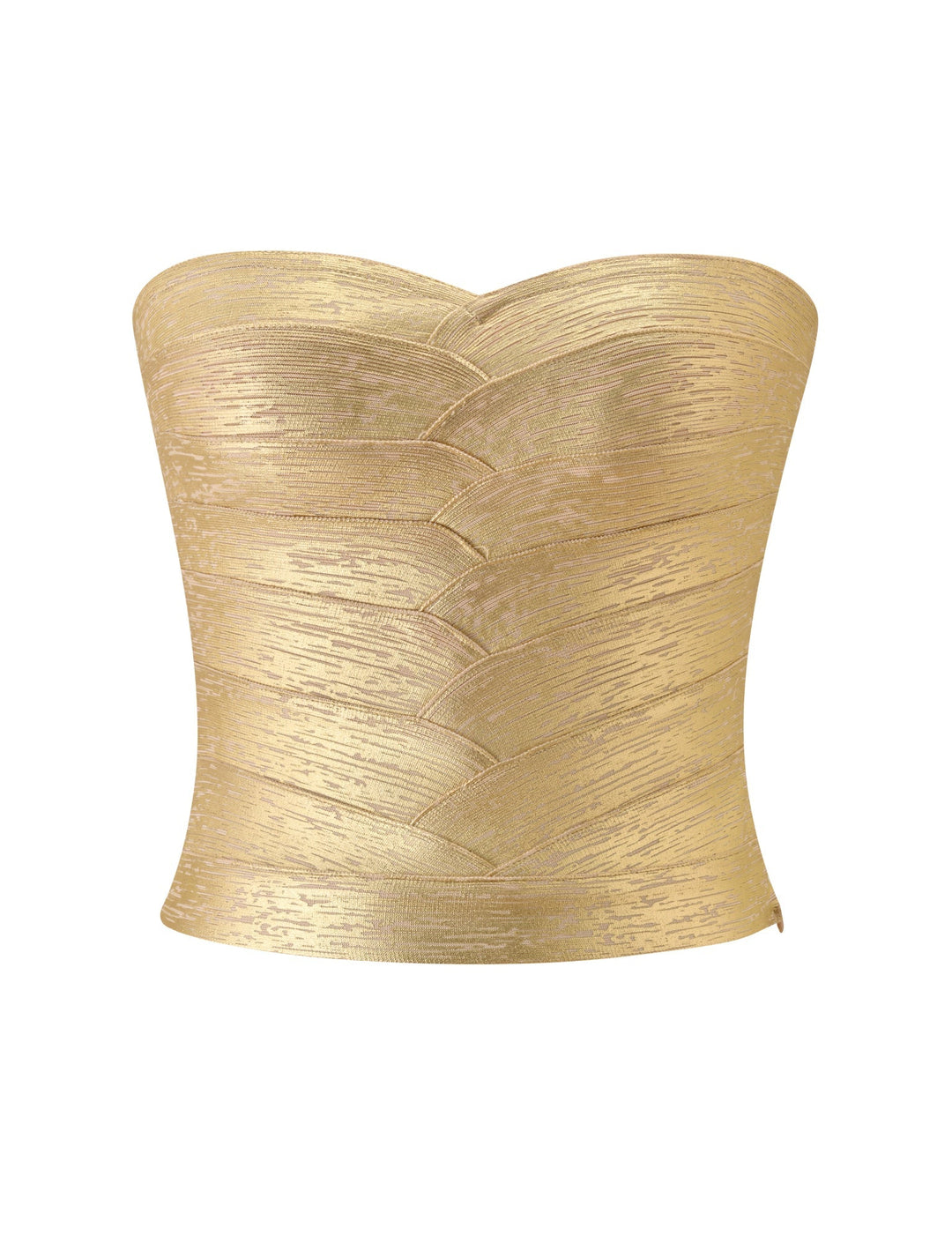 Glamcroft Strapless Gold Bandage Corset Top with Sweetheart Neckline