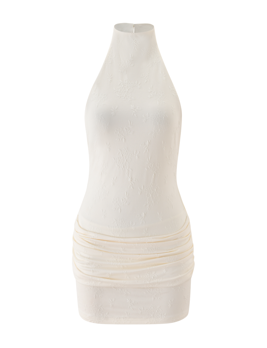 Glamcroft Mini Dress Cream Textured Knit with Scoop Back