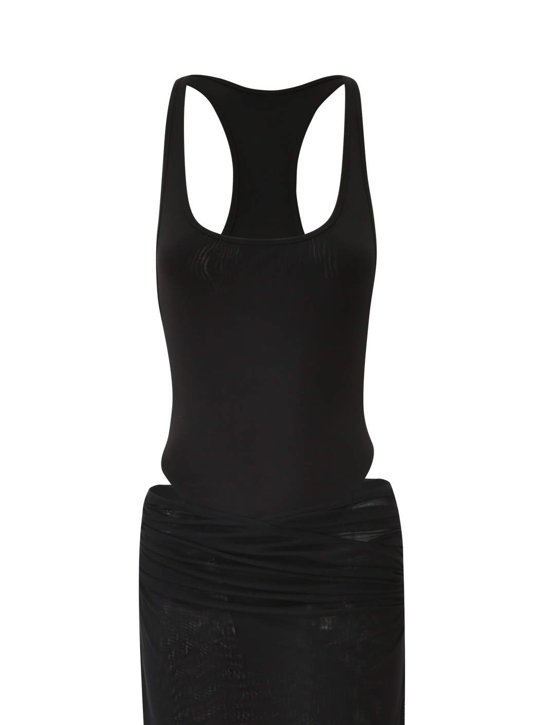 Glamcroft Maxi Dress with Slinky Bodysuit and Mesh Skirt
