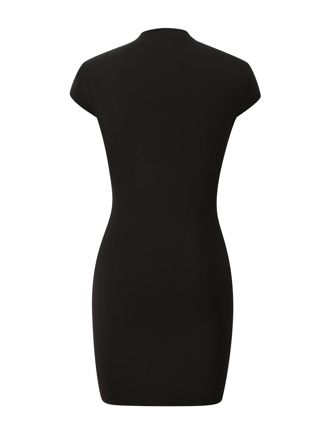 Glamcroft Mini Dress Black Cap Sleeve Mock Neck with Cutout