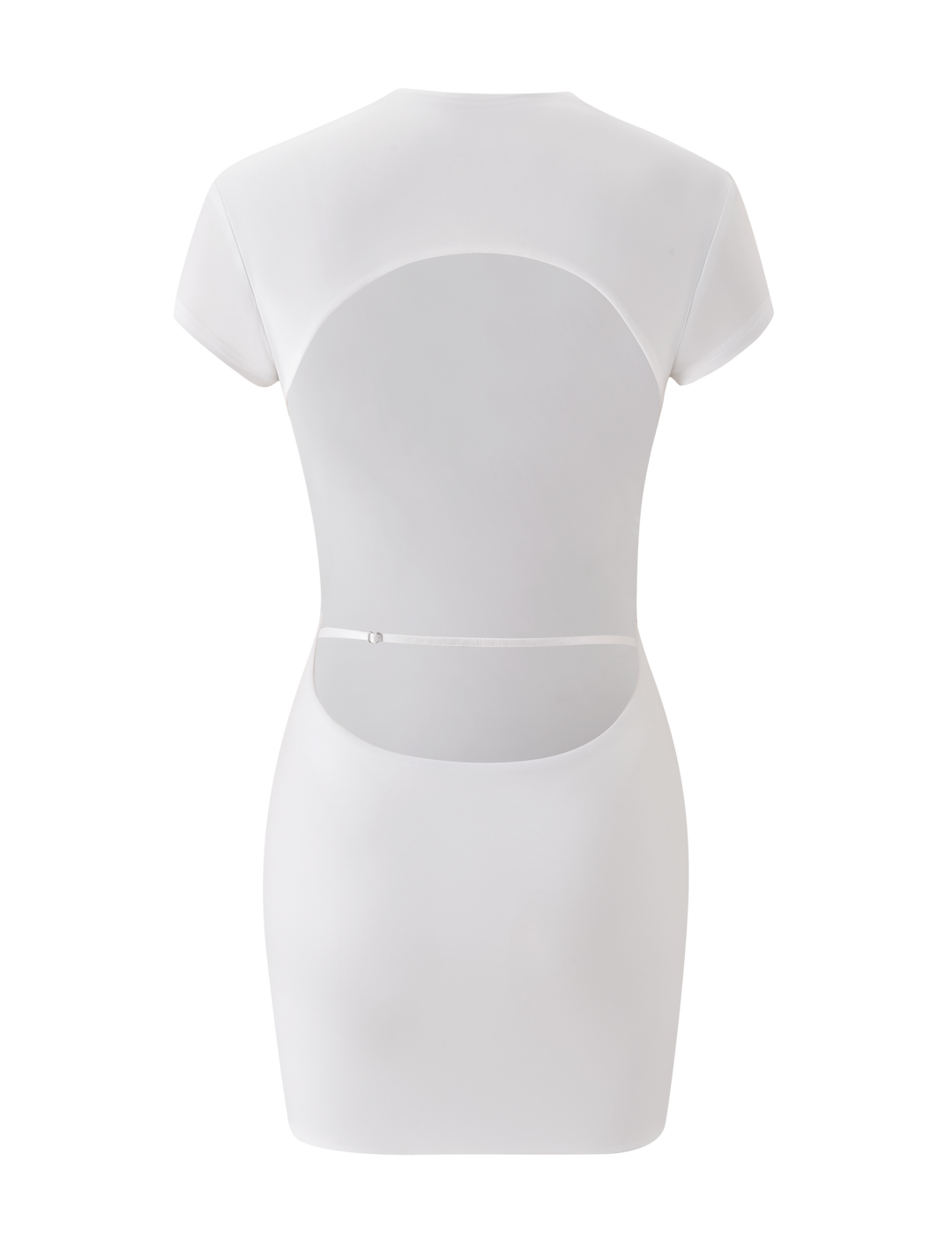 Glamcroft Mini Dress White with Built-in Bodysuit and Open Back