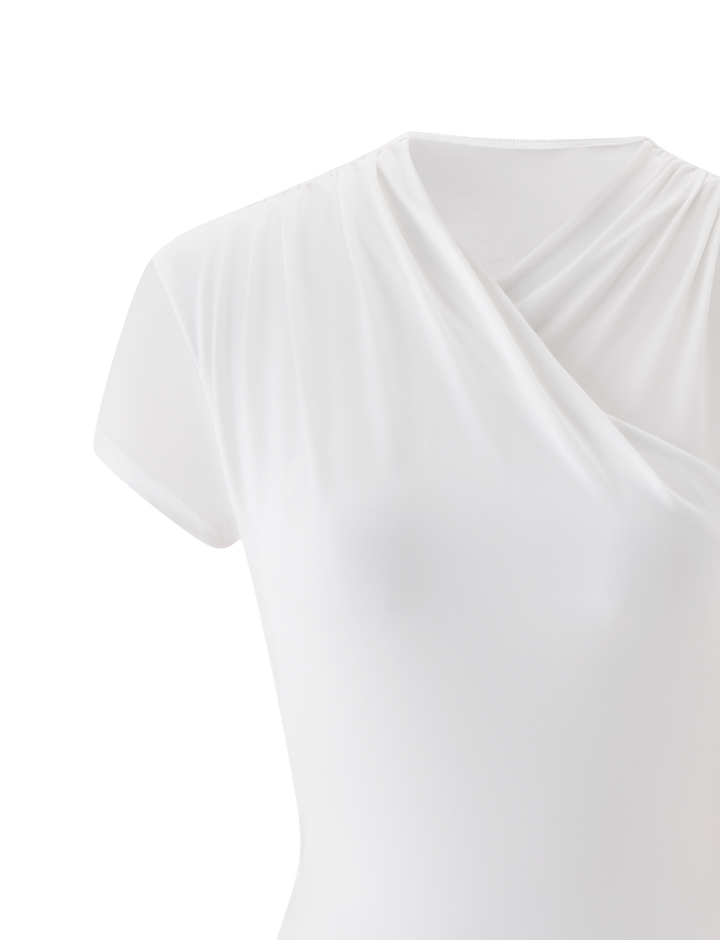 Glamcroft Mini Dress White with Built-in Bodysuit and Open Back