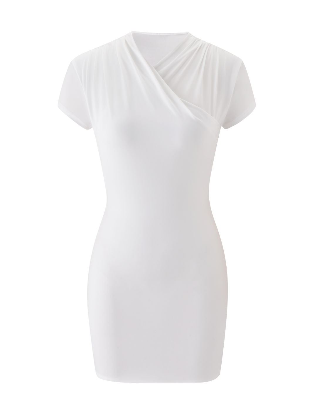 Glamcroft Mini Dress White with Built-in Bodysuit and Open Back