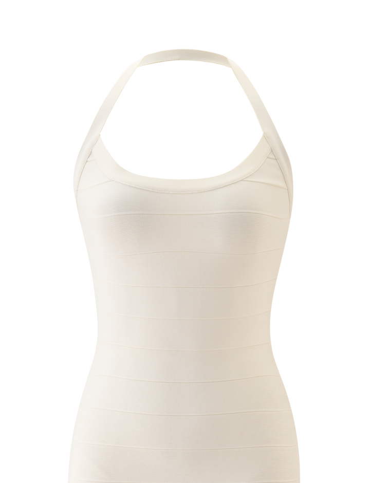 Glamcroft Cream Bandage Midi Dress with Halter Neck