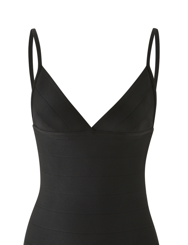 Glamcroft Mini Dress Black Bodycon with Adjustable Straps