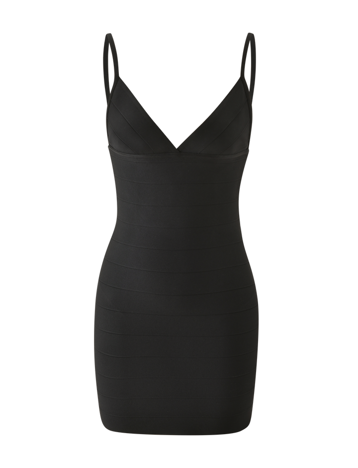 Glamcroft Mini Dress Black Bodycon with Adjustable Straps