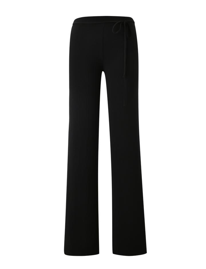 Glamcroft Pants Black Mid-Low Rise Wide Leg with Belt