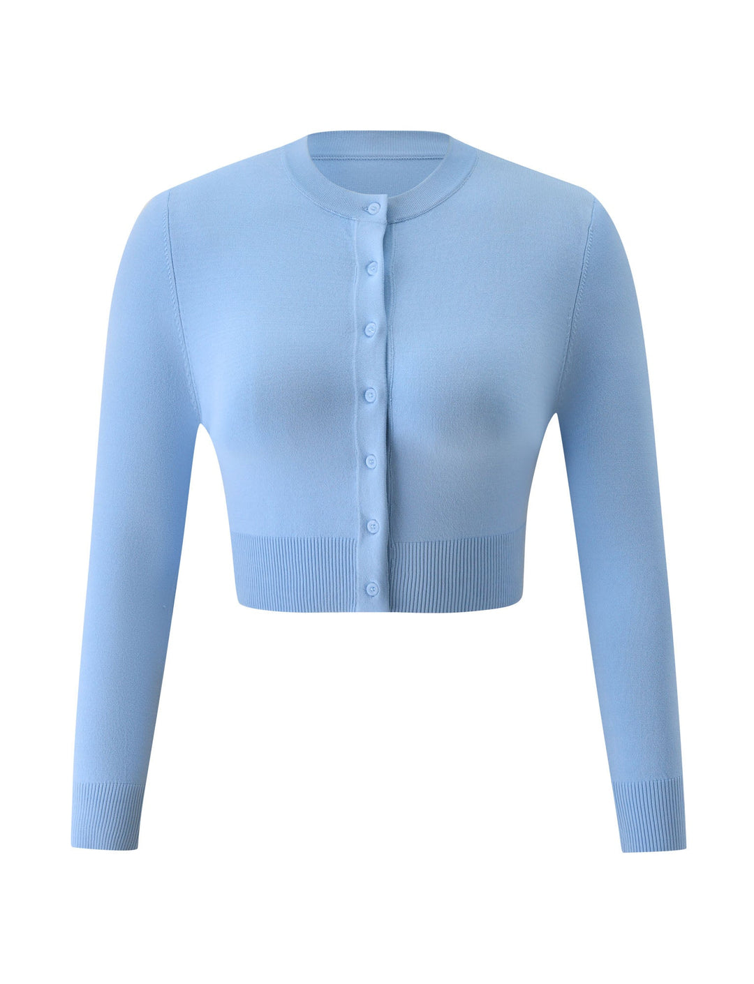 Glamcroft Jumper Baby Blue Cropped Cardigan with High Neck