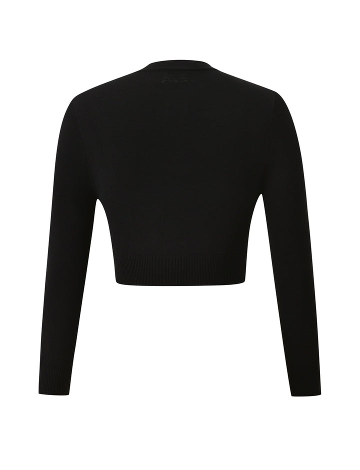 Glamcroft Jumper Black Cropped Knit Cardigan with High Neck