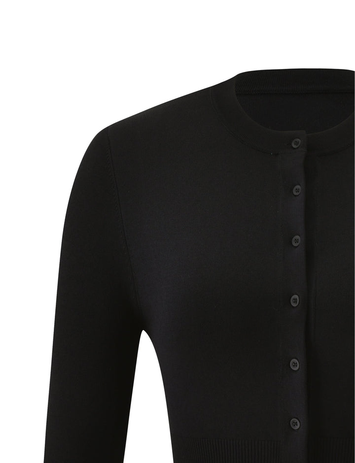 Glamcroft Jumper Black Cropped Knit Cardigan with High Neck