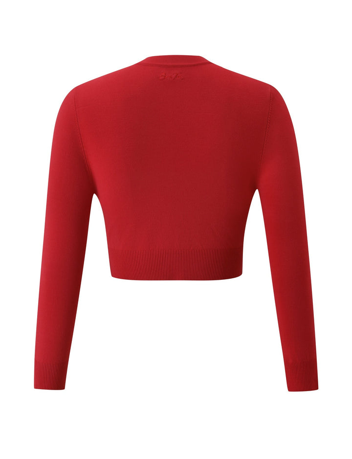 Glamcroft Jumper Red Button-Up Knit Cardigan Cropped Fit
