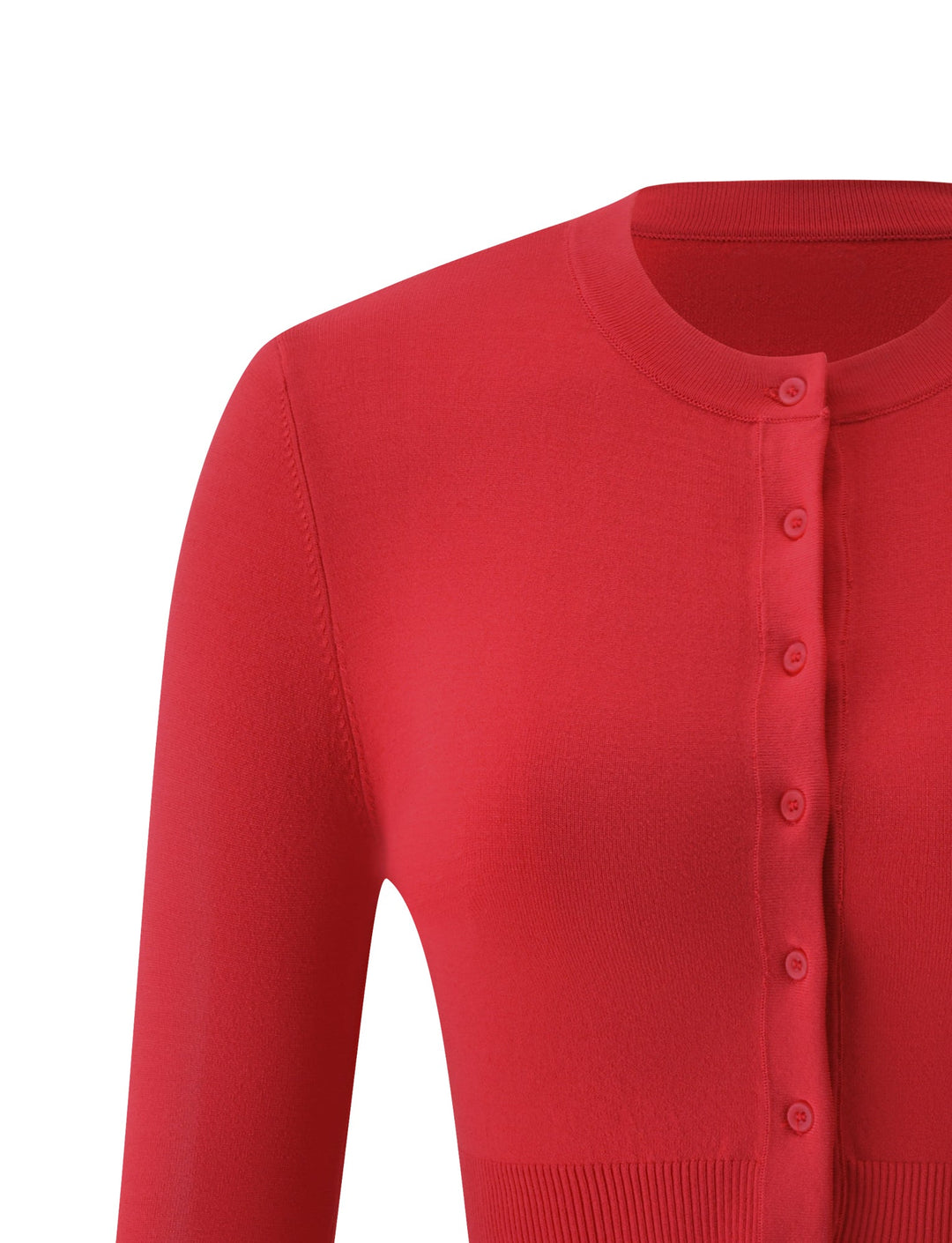 Glamcroft Jumper Red Button-Up Knit Cardigan Cropped Fit