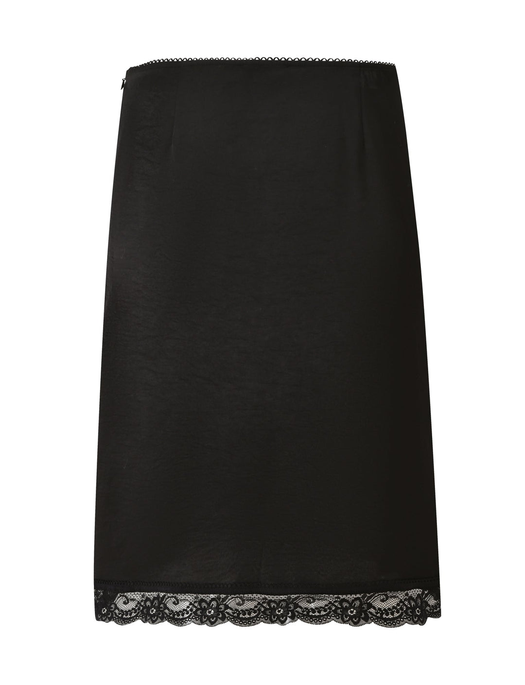 Glamcroft Black Midi Skirt with Lace Trim and Bow Detail