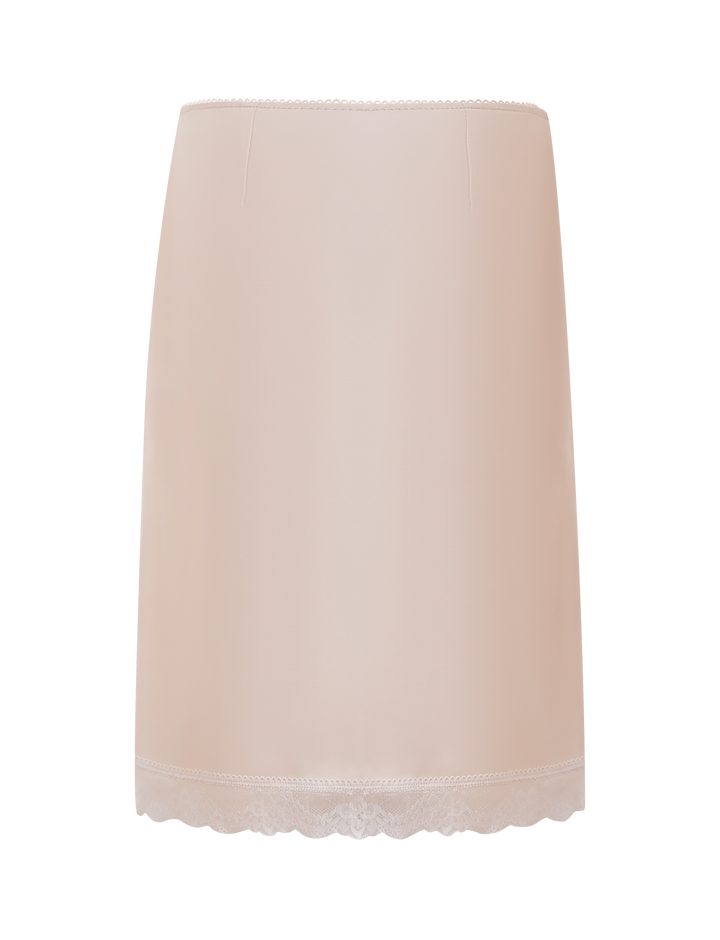 Glamcroft Midi Skirt Cream with Lace Trim and Bow