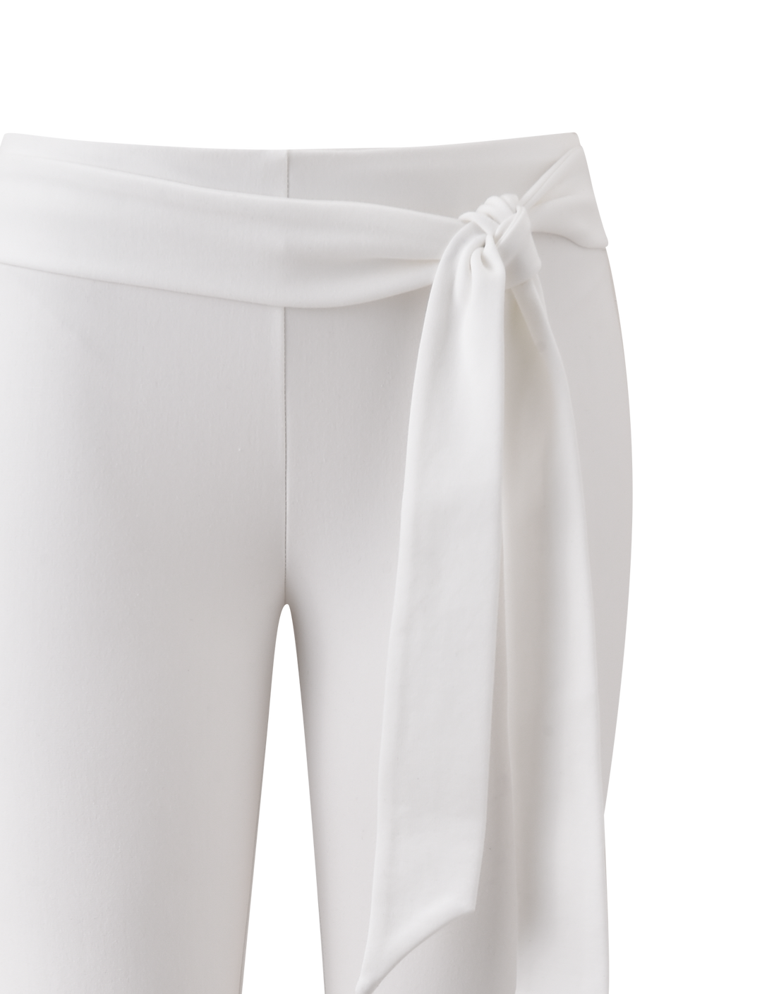 Glamcroft White Capri Pants with Removable Waist Tie