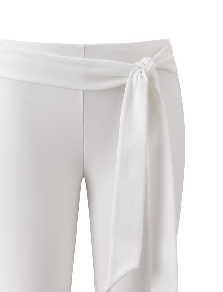 Glamcroft White Capri Pants with Removable Waist Tie